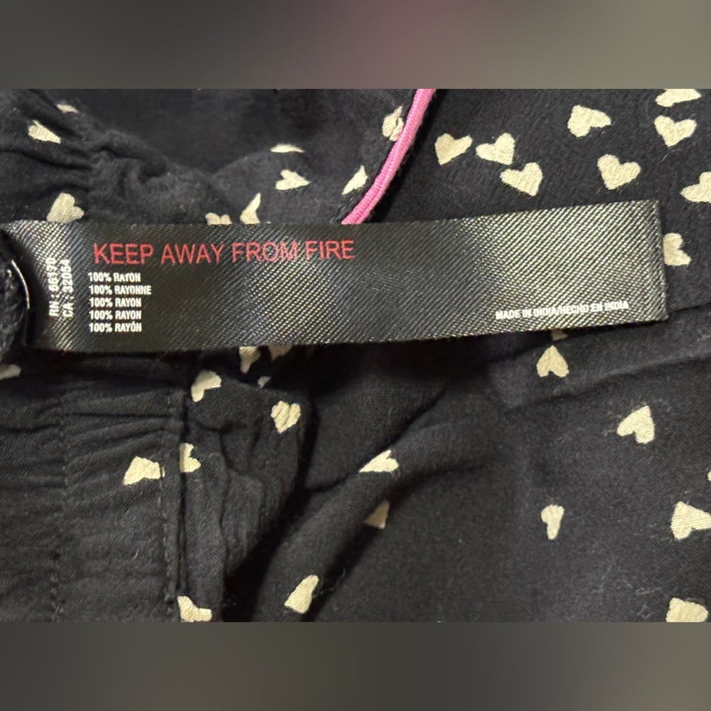 Anthropologie Black Pajama Set with Pink and Multicolor Accents - Picture 7 of 7
